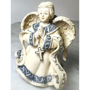 Vtg 2002 Sarahs Angels "Dawn" Figurine Praying Angel Cross GrannyCore BabyCore‎
